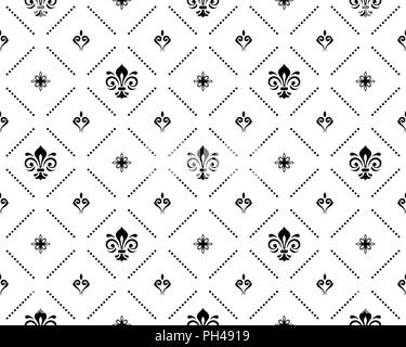 Seamless Vector Pattern With Black Royal Lilies Stock Vector