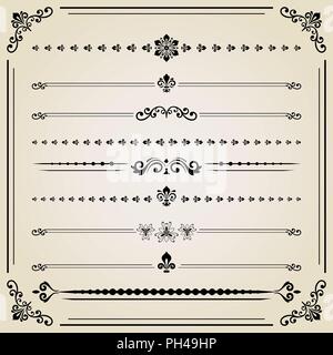 Vintage Set of Vector Horizontal Elements Stock Vector