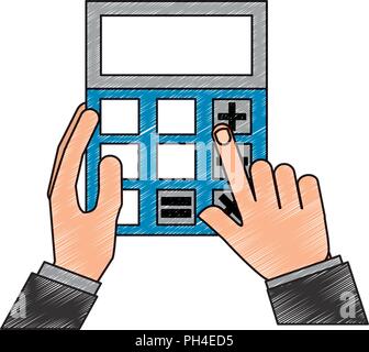 hands with business calculator device Stock Vector