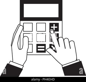 hands with business calculator device Stock Vector