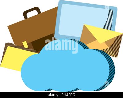 cloud data network connection server Stock Vector