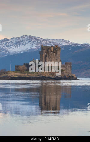 Eilean Donan Castle. The castle is built in a small island where three lochs converge - Loch Alsh, Loch Long, and Loch Duich. Highlands, Scotland Stock Photo