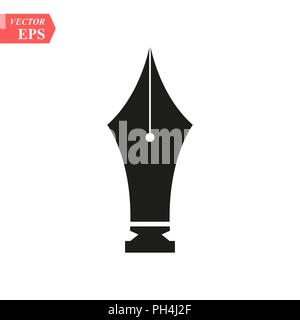 Fountain pen nib or tip for writing flat vector icon for apps and websites Stock Vector