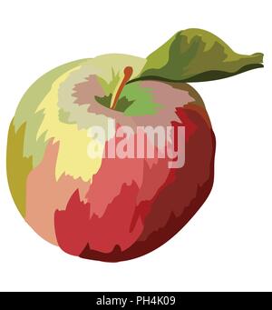 Red and green Apple. Vector colorful illustration isolated on white background. Stock Vector