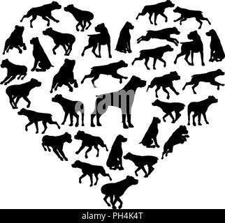 Rottweiler Dog Heart Silhouette Concept Stock Vector