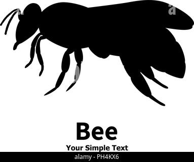 Vector illustration of a silhouette of a black bee Stock Vector