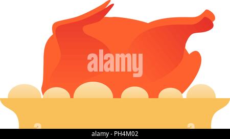 Vector illustration of baked chicken Stock Vector
