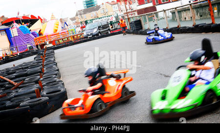 Go Karting track on Blackpool seafront Stock Photo