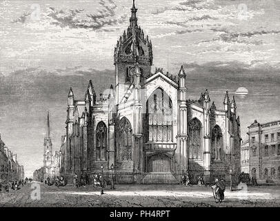 St Giles' Cathedral, High Kirk of Edinburgh, Scotland, 19th century Stock Photo