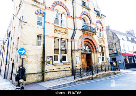 Cambridge Corn Exchange, concert venue, corn exchange cambridge, Cambridge Corn Exchange building, Cambridge Corn Exchange exterior, entrance, sign, Stock Photo