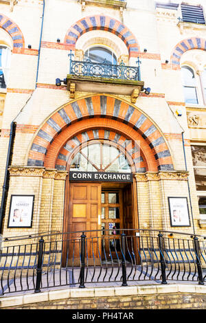 Cambridge Corn Exchange, concert venue, corn exchange cambridge, Cambridge Corn Exchange building, Cambridge Corn Exchange exterior, entrance, sign, Stock Photo