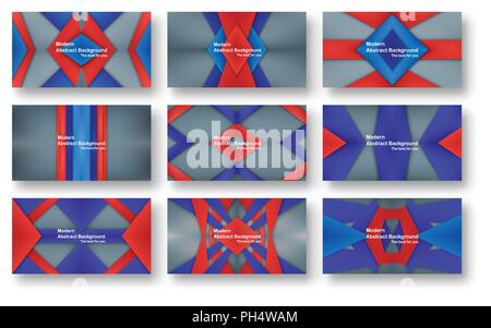 Abstract red and blue material design on grey background for cover, template, web design and brochure. Vector illustration with copy space for text. Stock Vector