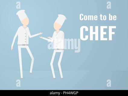 Character design of chef that is talking isolated on blue background with copy space. Stock Vector
