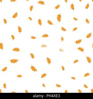 Orange oak leaf pattern seamless. Vector illustration. Isolated white background. Stock Vector