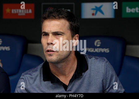 26th August 2018, RCDE Stadium, Cornella El Prat, Spain; La Liga football, RCD Espanyol versus Valencia CF; Joan Francesc Ferrer Rubi manager of RCD E Stock Photo