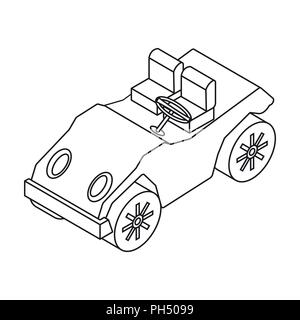 Golf cart icon in outline design isolated on white background. Transportation symbol stock vector illustration. Stock Vector