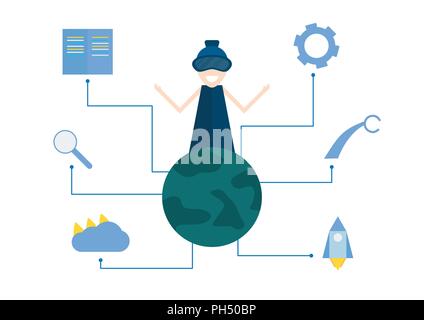 Vector design in concept of Happy Guru Purnima isolated on white background. Character creation in flat style with blue tone. Stock Vector
