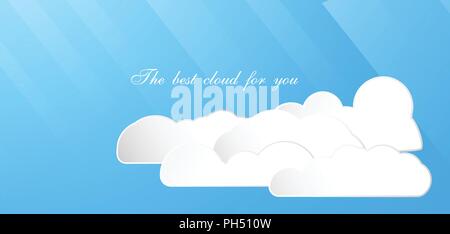 Set of the best cloud isolated on blue background with text space and light. Stock Vector