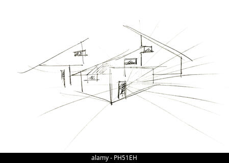 Hand drawn house plan. Architecture concept. Stock Photo
