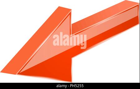 Orange arrow. 3d previous sign Stock Vector