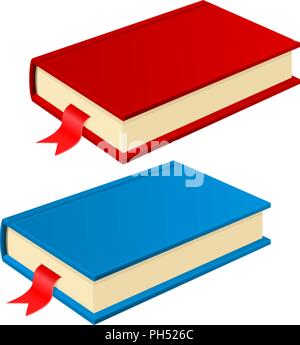 Book with bookmark. Red and blue Stock Vector