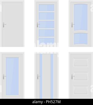 White doors. Interior designs with glass elements Stock Vector