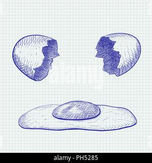 Fried egg. Hand drawn sketch Stock Vector