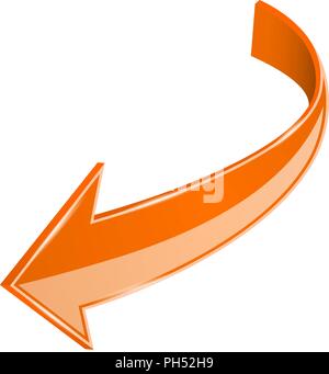 Left arrow. Previous 3d orange sign Stock Vector