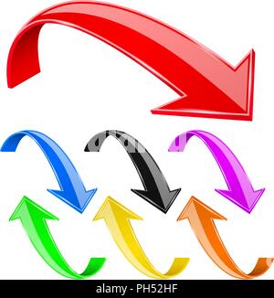 Up and down arrows. Colored shiny 3d signs Stock Vector