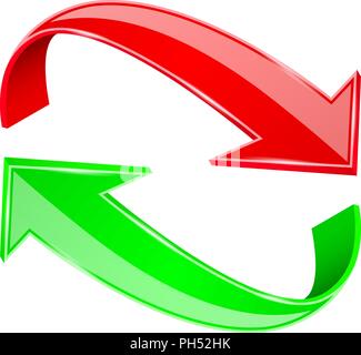 Red and green 3d arrows. Recycle sign Stock Vector