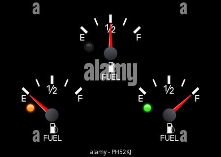 Fuel gauge. Half full tank. Round car dashboard 3d device Stock Vector ...