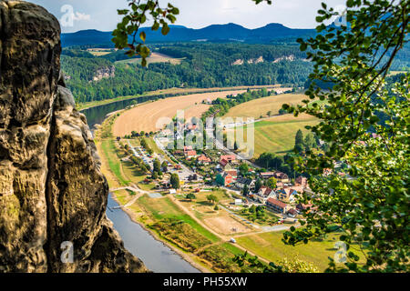 Elbe Valley viewed from Saxon-Switzerland National Park Stock Photo