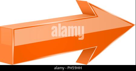 Orange arrow. 3d next sign Stock Vector