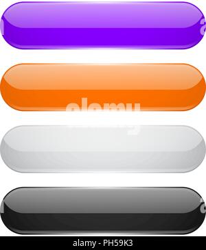 Colored oval buttons. 3d glass menu icons Stock Vector