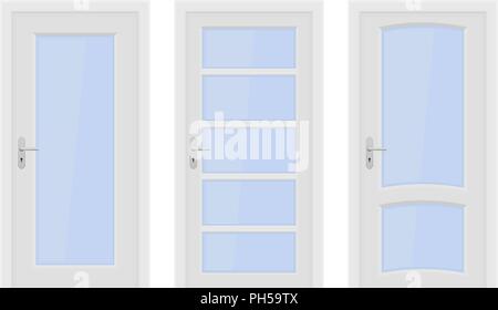 White doors. Interior designs with glass elements Stock Vector