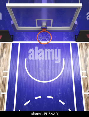 Top view on basketball hoop 3d render arena Stock Photo