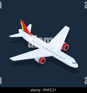 Large passenger Airplane 3d isometric illustration. Flat 3d isometric high quality transport. Stock Vector