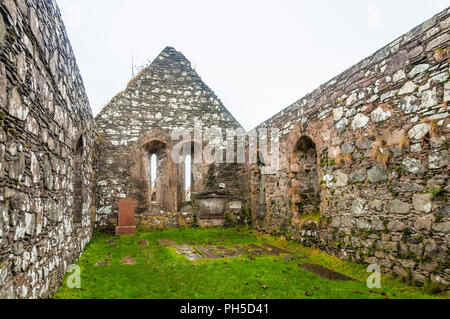The roofless Kidalton Church, Islay, with grass within it Stock Photo