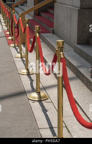 Velvet  Red ropes and Stanchions at an Event, NYC, USA Stock Photo