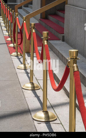 Velvet  Red ropes and Stanchions at an Event, NYC, USA Stock Photo