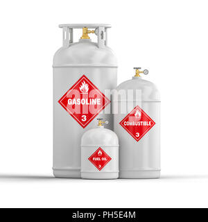 different dangerous cylinder container 3d rendering image Stock Photo