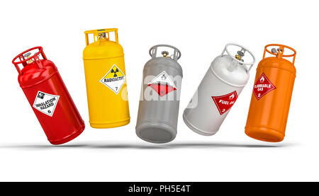 different dangerous cylinder container 3d rendering image Stock Photo