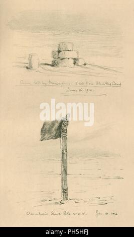 'Cairn Left By The Norwegians, and Amundsen's South Pole Mark', January 1912, (1913). Artist: Edward Wilson.