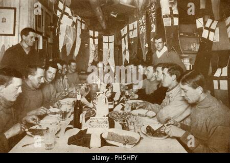 'Captain Scott's Last Birthday Dinner', 6 Jun 1911, (1913). Artist: Herbert Ponting. Stock Photo