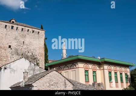 Bosnia: the skyline of Mostar with a palace example of Austro-Hungarian architecture built during the period of Austro-Hungarian rule (1878–1918) Stock Photo