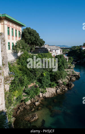 Bosnia: the skyline of Mostar with a palace example of Austro-Hungarian architecture built during the period of Austro-Hungarian rule (1878–1918) Stock Photo