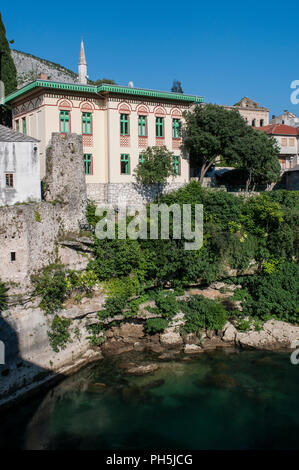 Bosnia: the skyline of Mostar with a palace example of Austro-Hungarian architecture built during the period of Austro-Hungarian rule (1878–1918) Stock Photo