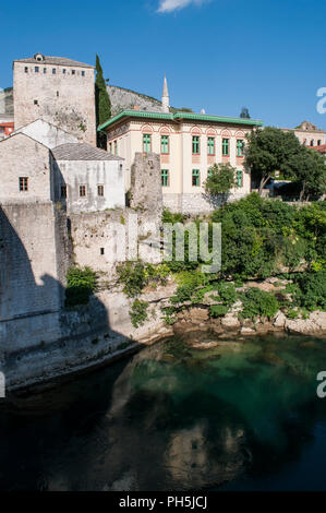 Bosnia: the skyline of Mostar with a palace example of Austro-Hungarian architecture built during the period of Austro-Hungarian rule (1878–1918) Stock Photo