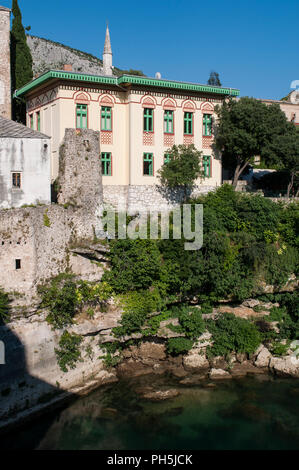 Bosnia: the skyline of Mostar with a palace example of Austro-Hungarian architecture built during the period of Austro-Hungarian rule (1878–1918) Stock Photo