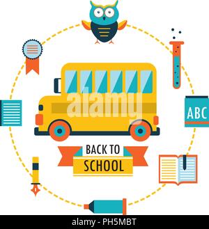 Back to school background with study theme icons Stock Vector